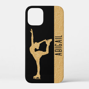 "Figure Skating" gold glitter custom name iPhone 12 Mini Case