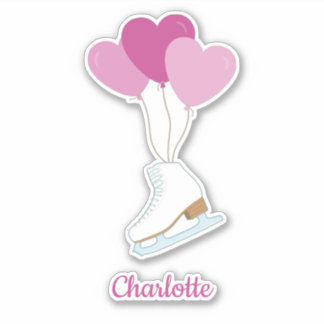 Figure Skating Happy Birthday Balloons Sticker