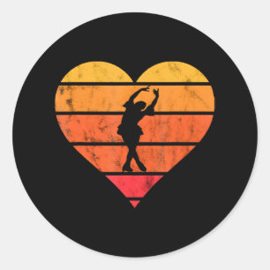 Figure Skating Heart Ice Skating Ice Skater Classic Round Sticker