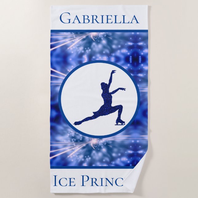 Figure Skating "Ice Princess" Personalised Beach Towel (Front)