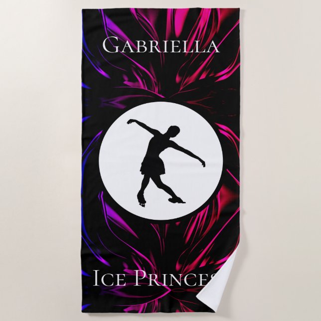 Figure Skating "Ice Princess" Personalised Beach Towel (Front)