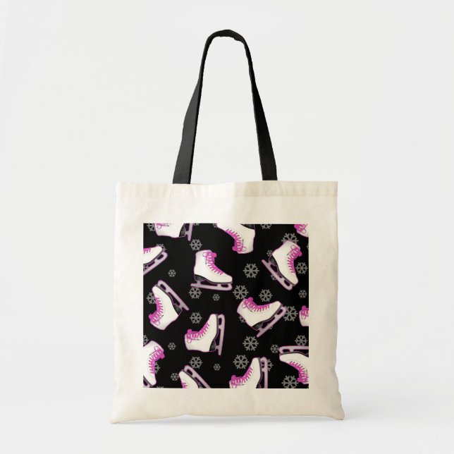 Figure Skating - Ice Skates Black and Pink Tote Bag (Front)