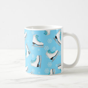 Figure Skating - Ice Skates Blue with Snowflakes Coffee Mug
