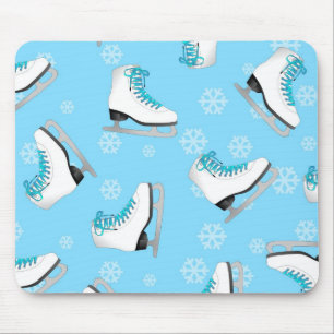 Figure Skating - Ice Skates Blue with Snowflakes Mouse Mat