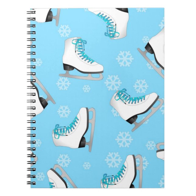 Figure Skating - Ice Skates Blue with Snowflakes Notebook (Front)