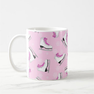 Figure Skating - Ice Skates Pink with Snowflakes Coffee Mug