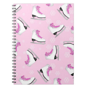 Figure Skating - Ice Skates Pink with Snowflakes Notebook