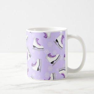 Figure Skating - Ice Skates Purple with Snowflakes Coffee Mug