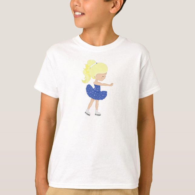 Figure Skating, Ice Skating Girl, Blonde Hair T-Shirt (Front)