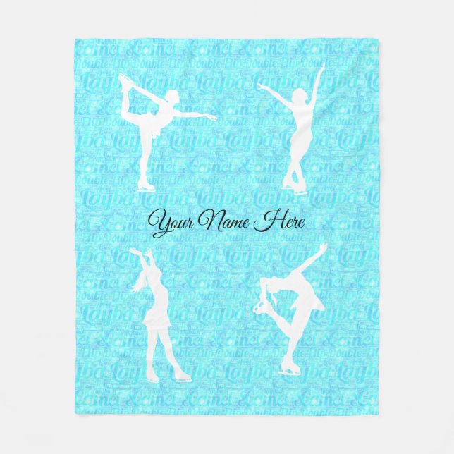 Figure Skating Ice Skating Personalised Throw Fleece Blanket (Front)