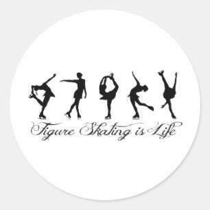 Figure Skating is Life - Script & Skaters Classic Round Sticker
