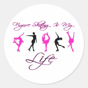Figure Skating is My Life - PINK & BLACK Classic Round Sticker