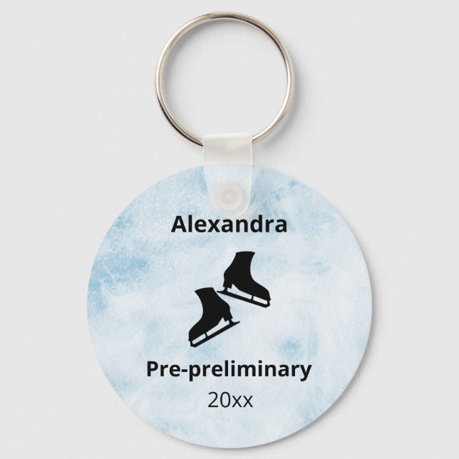 Figure skating level test year blue ice keychain (Front)