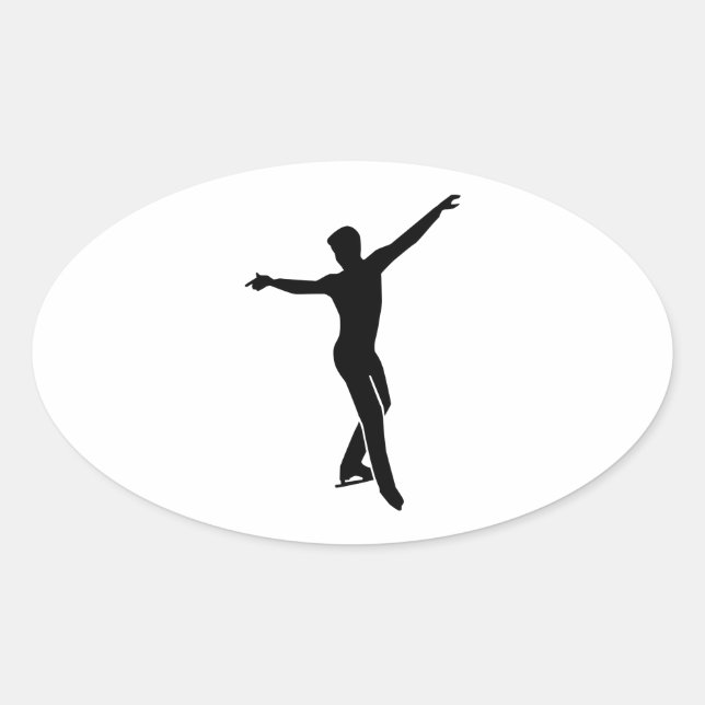 Figure skating man oval sticker (Front)