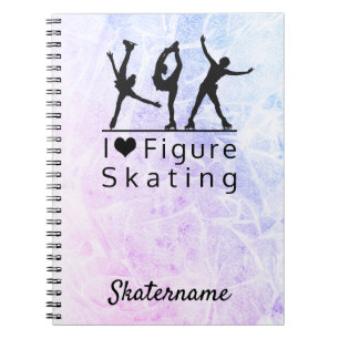 Figure skating notebook - Pink to blue I heart