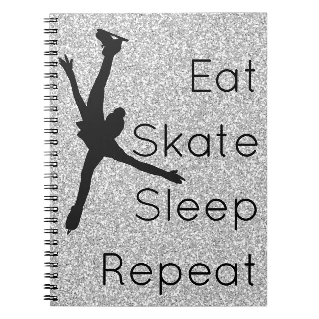 Figure skating notebook - silver Eat Skate Sleep (Front)