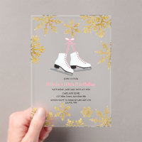 Figure Skating Pink Gold Snowflake Birthday