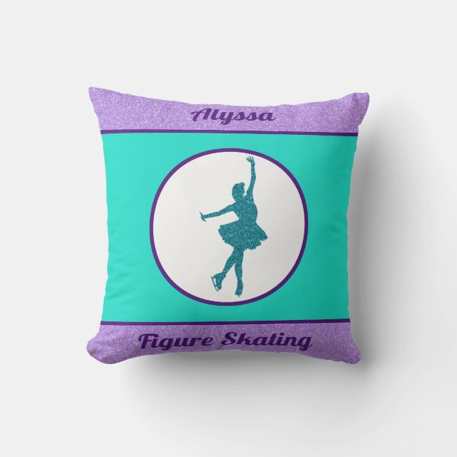 Figure Skating Purple / Turquoise Throw Pillow (Front)
