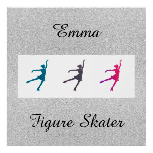 Figure Skating Sparkle Glossy Poster w/ Her Name