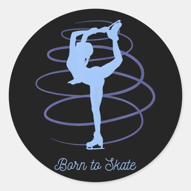 Figure Skating Spinning Skater on Ice Classic Round Sticker (Front)