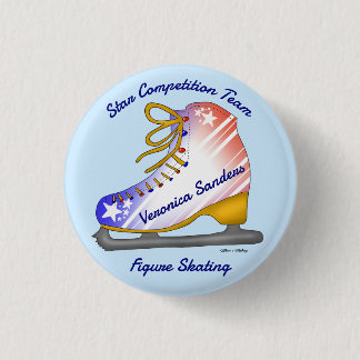 Figure Skating Stars and Stripes  3 Cm Round Badge