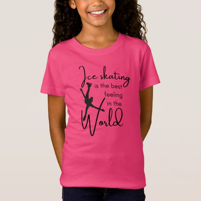 Figure Skating T-shirt Best feeling black pink (Front)