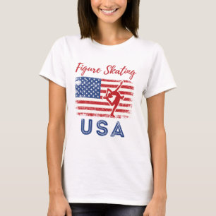 Figure Skating USA American Flag Ice Skater T-Shirt