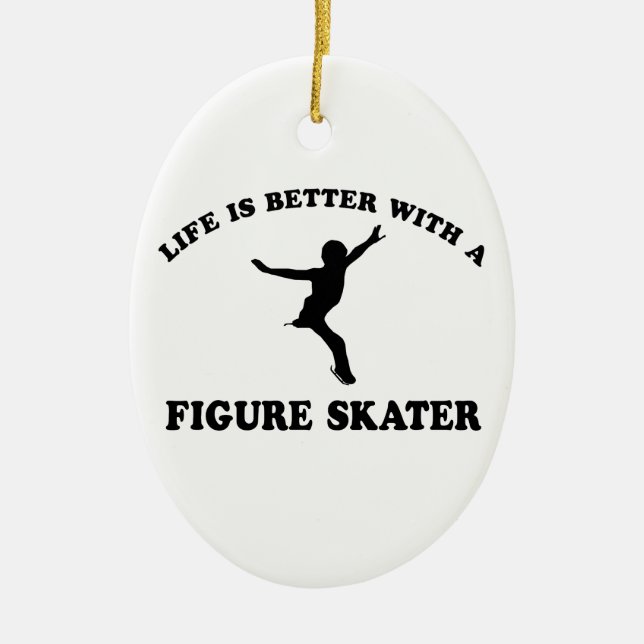 Figure Skating Vector Designs Ceramic Tree Decoration (Front)