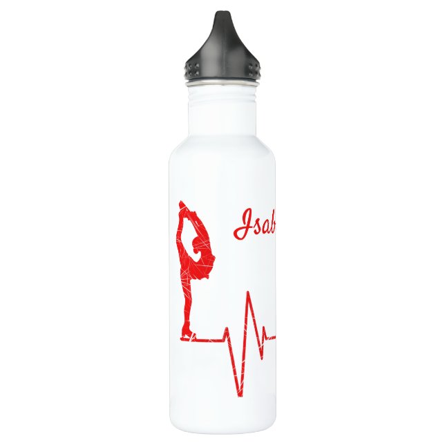 Figure skating water bottle heartbeat red (Left)