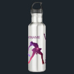 Figure skating water bottle - Star attitudes<br><div class="desc">Beautiful water bottle for figure skater (girl) - to stay hydrated during practice.
Design: 3 silhouettes of a female figure skater (arabesque,  eagle... ) with pink to purple star design
And you can personalise with the first name of the ice skater
Great figure skating gift idea.</div>