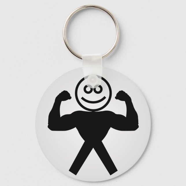 Figure with muscles showing muscle strength key ring (Front)