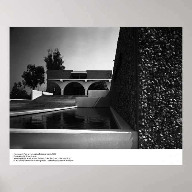 Figures and Pool at UCR, March 1966 by Ansel Adams Poster (Front)