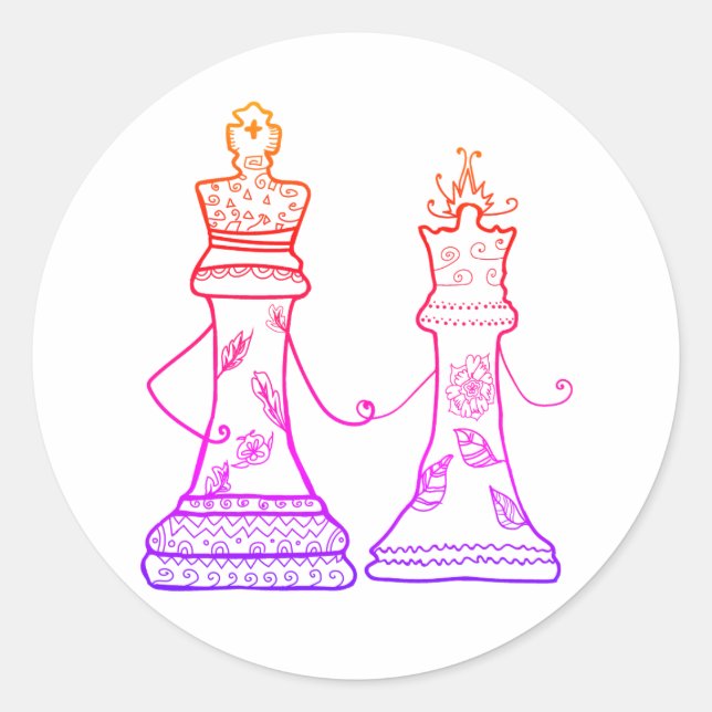 Figures Chess, Queen & King Love Sticker (Front)