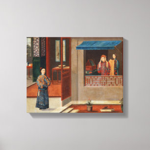 Figures in a dressing room interior canvas print
