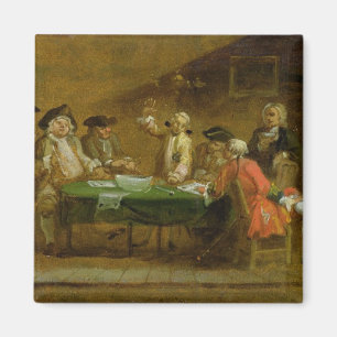 Figures in a Tavern or Coffee House, 1720s (oil on Magnet