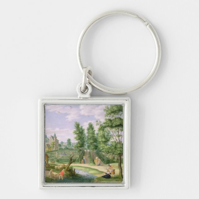 Figures in the Grounds of a Country House Key Ring (Front)