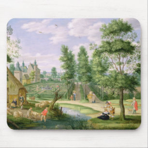 Figures in the Grounds of a Country House Mouse Mat