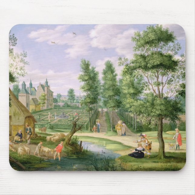 Figures in the Grounds of a Country House Mouse Mat (Front)
