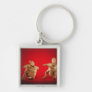 Figures of ceremonial ballplayers key ring