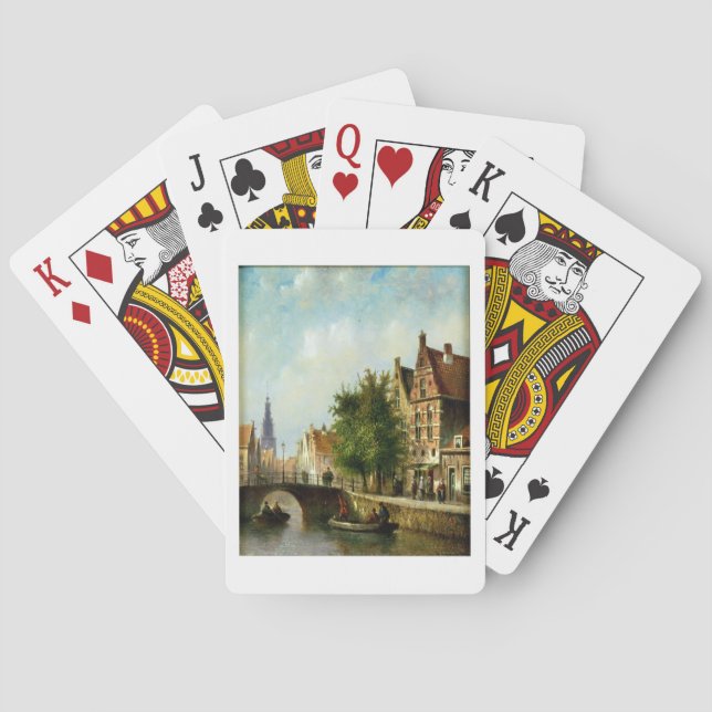 Figures on a Canal, Amsterdam (oil on panel) Playing Cards (Back)