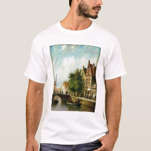Figures on a Canal, Amsterdam (oil on panel) T-Shirt