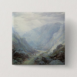 Figures Resting On The Pathway Through A Rocky Gor 15 Cm Square Badge