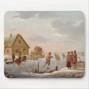 Figures Skating in a Winter Landscape Mouse Mat