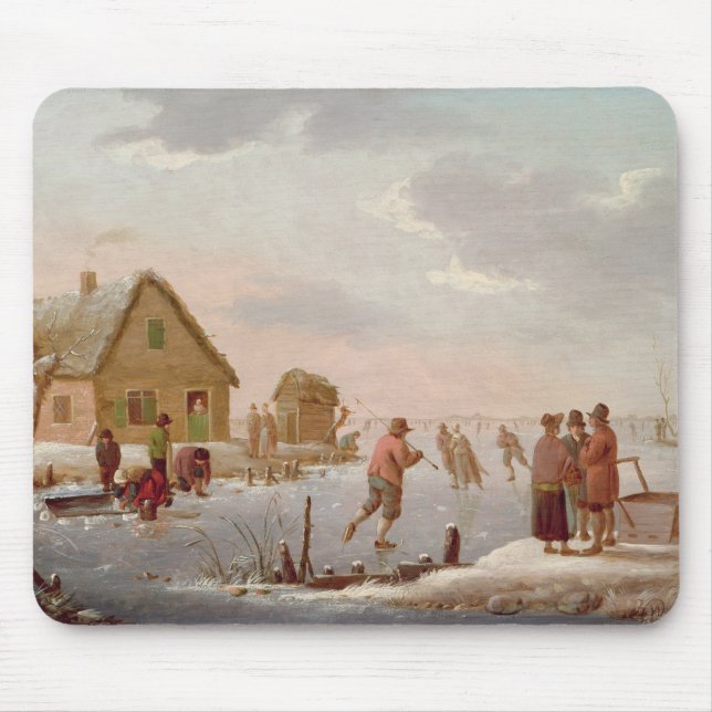 Figures Skating in a Winter Landscape Mouse Mat (Front)