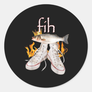 Fih Scute Ss Cute Sss Fish Funny Misspelled Fish M Classic Round Sticker