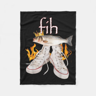 Fih Scute Ss Cute Sss Fish Funny Misspelled Fish M Fleece Blanket