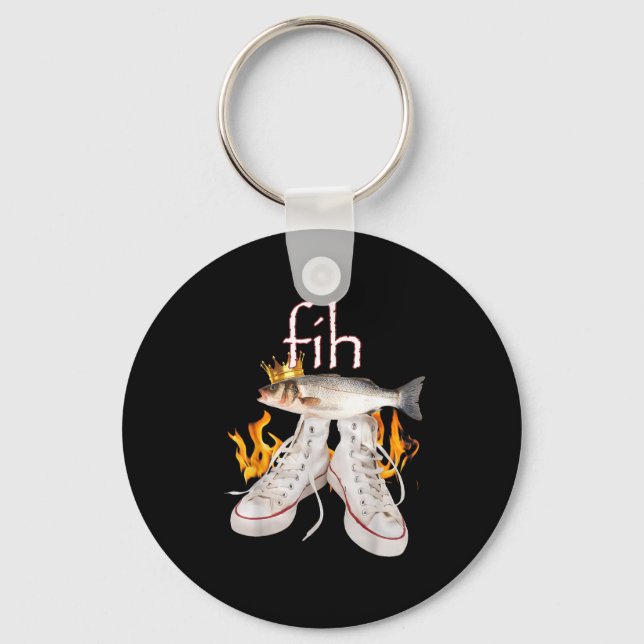 Fih Scute Ss Cute Sss Fish Funny Misspelled Fish M Key Ring (Front)