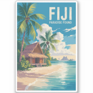Fiji Beach Hut Travel Art Vintage