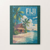 Fiji Beach Hut Travel Art Vintage