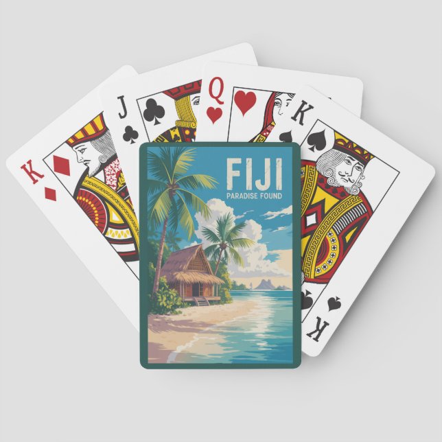 Fiji Beach Hut Travel Art Vintage Playing Cards (Back)